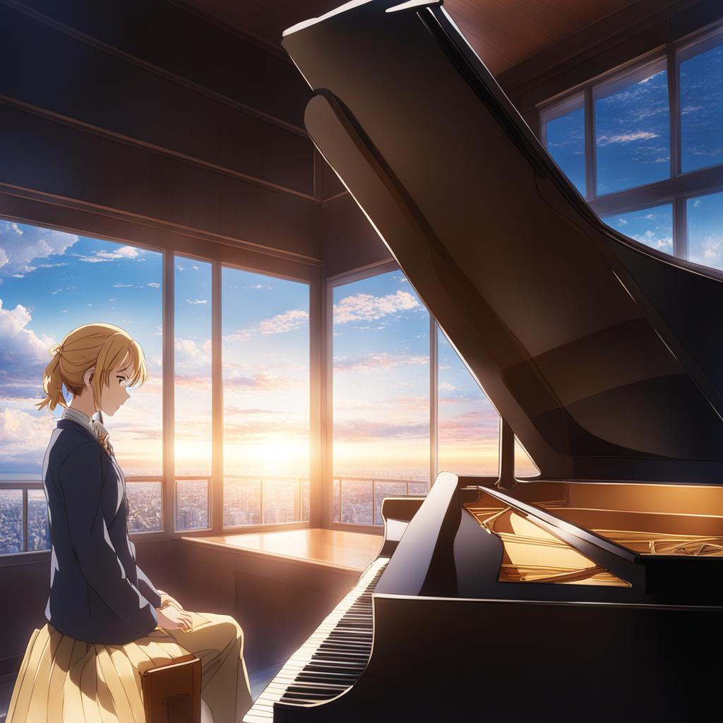 shigatsu wa kimi no uso creates breathtaking music with a piano. 