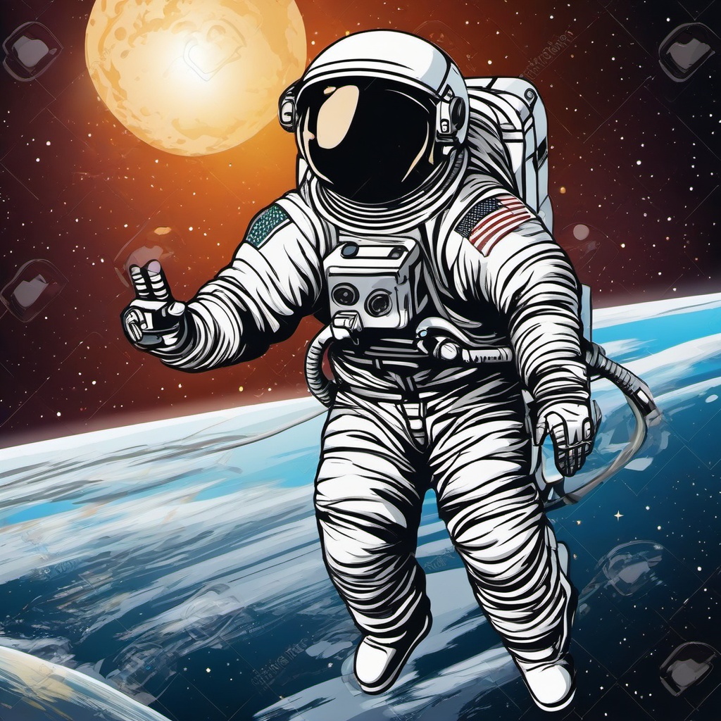 Astronaut clipart - astronaut waving in space  clipart