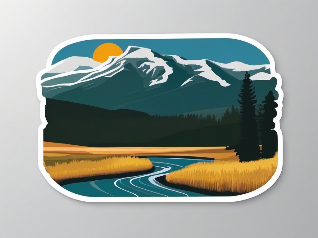 Yellowstone Lamar Valley sticker- Prime wildlife viewing area in Yellowstone National Park, , sticker vector art, minimalist design