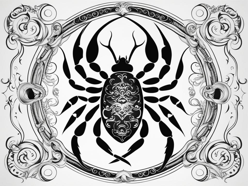 cancer zodiac tattoo black and white design 