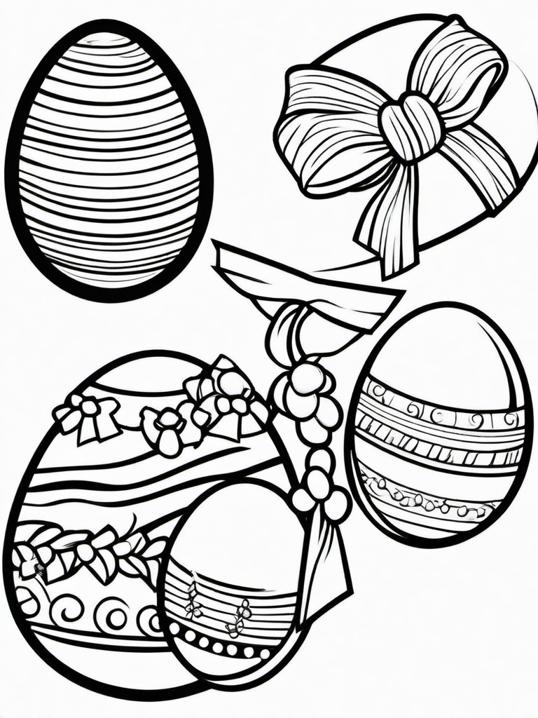 Easter Eggs Coloring Pages - Easter Eggs with bows  simple coloring pages