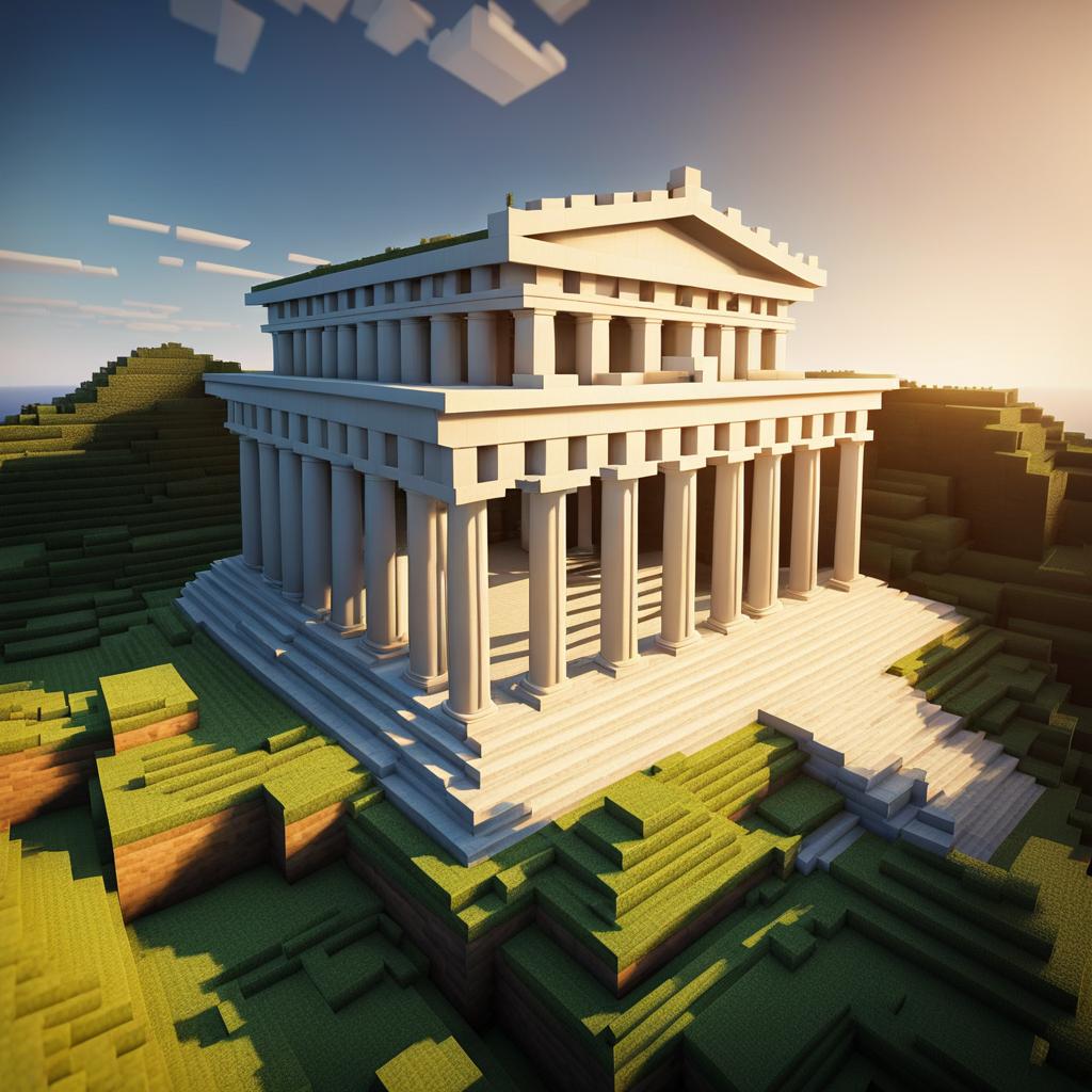 greek temple atop a hill with doric columns - minecraft house ideas minecraft block style