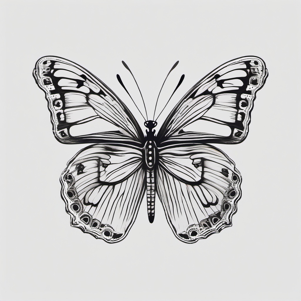 crown butterfly tattoo  simple color tattoo, minimal, white background