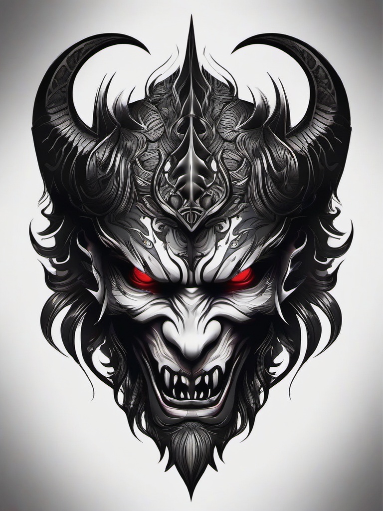 Dark Evil Demon Tattoos-Bold and fierce tattoos featuring dark and evil demon designs, perfect for those who appreciate dark aesthetics.  simple color tattoo,white background