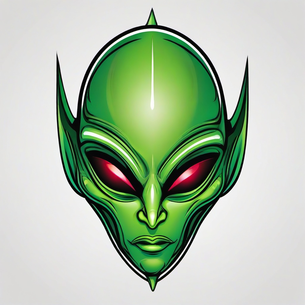 Green Alien Head Tattoo - Add a pop of color with a green alien head tattoo.  simple color tattoo,vector style,white background