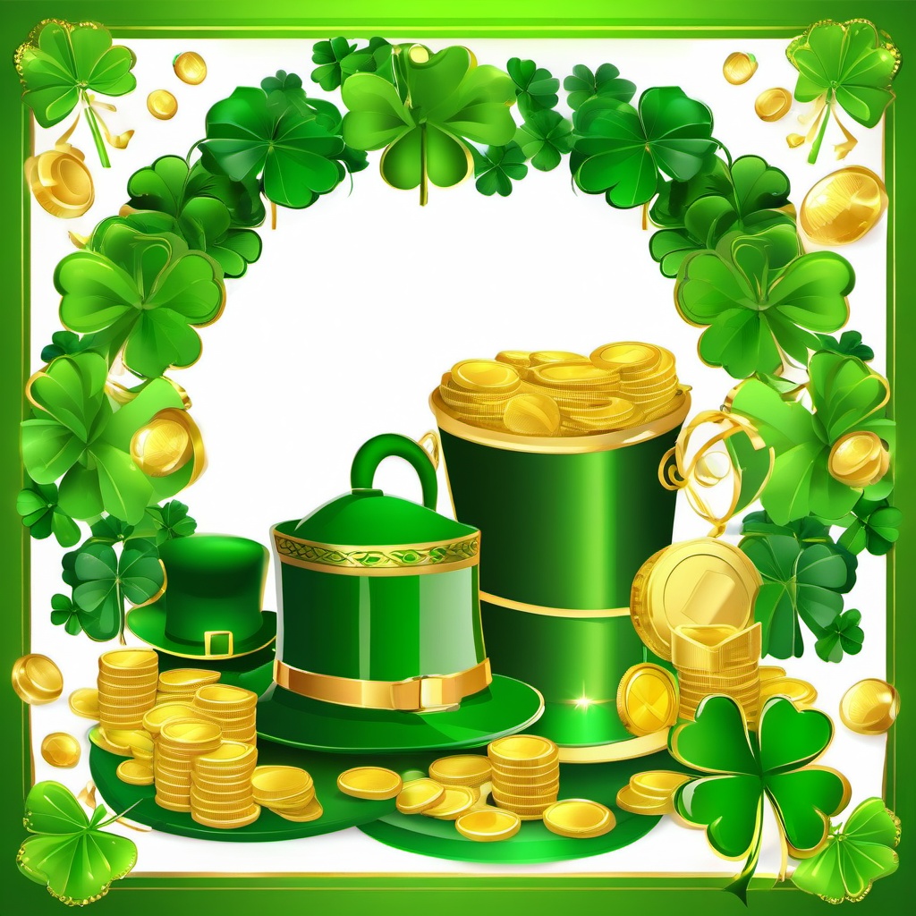 St. Patrick's Day clipart - green decorations with gold coins  