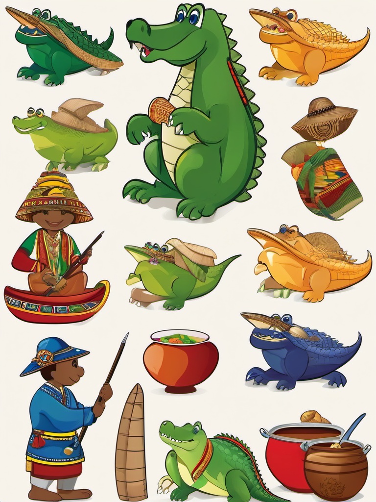 Alligator clipart - alligator representing various cultures  