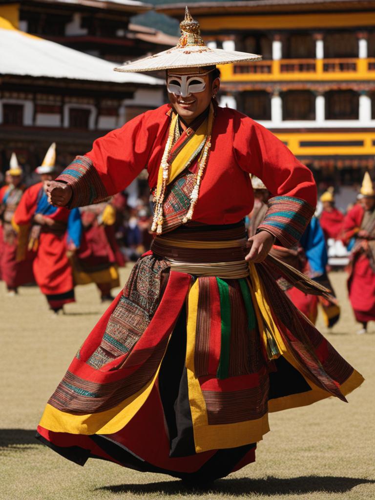 bhutan - celebrates a traditional bhutanese festival with masked dances and vibrant costumes. 