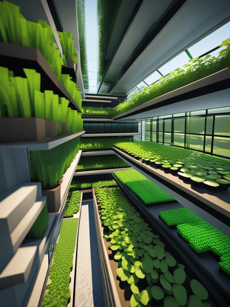 high-tech greenhouse using hydroponics and vertical farming - minecraft house design ideas minecraft block style