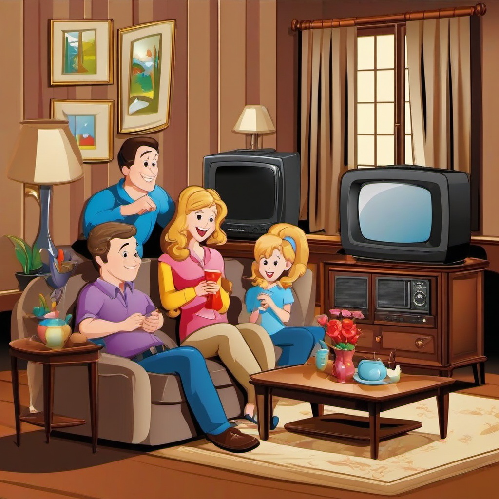 Television clipart - cartoon family watching TV  clipart