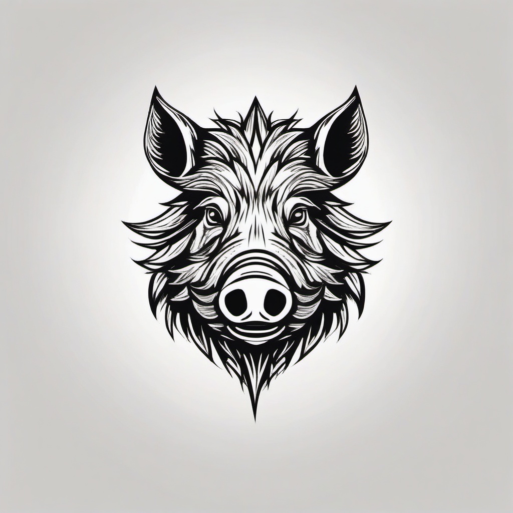 Boar small tattoo   minimalist design, white background, professional color logo vector art