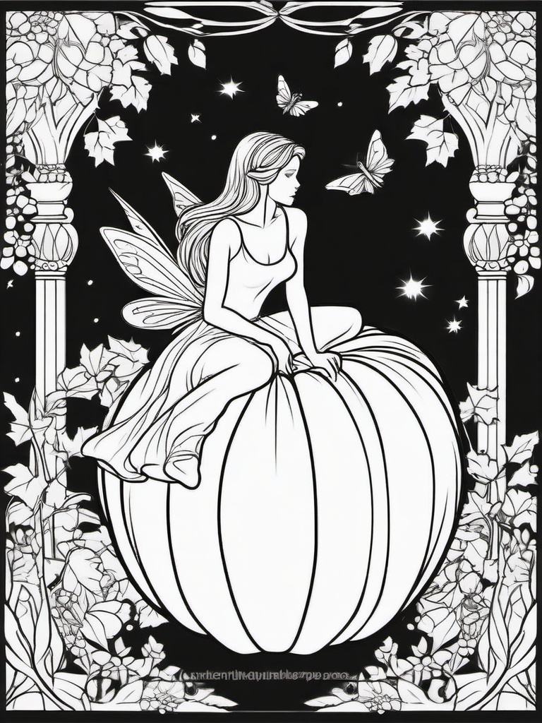 Pumpkin with Fairy Coloring Pages - Enchanted Fairy Sitting on a Pumpkin  minimal black outline printable sheet, coloring page