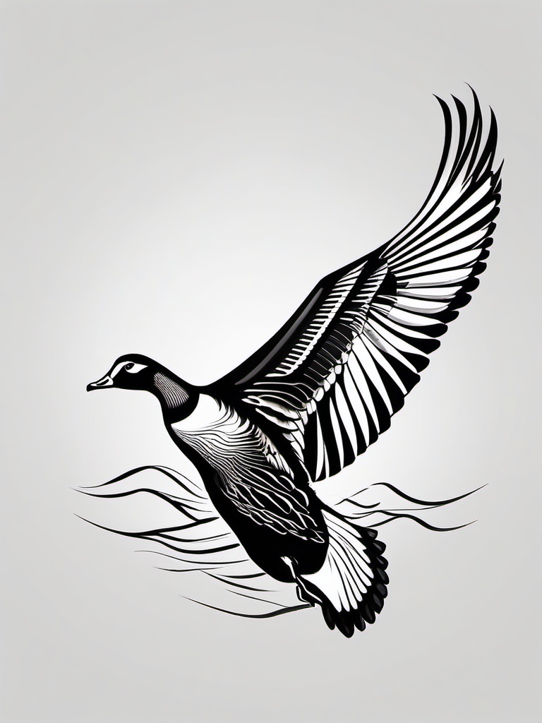 Wild Geese Tattoo - A tattoo inspired by the beauty and grace of wild geese in their natural habitat.  simple color tattoo design,white background