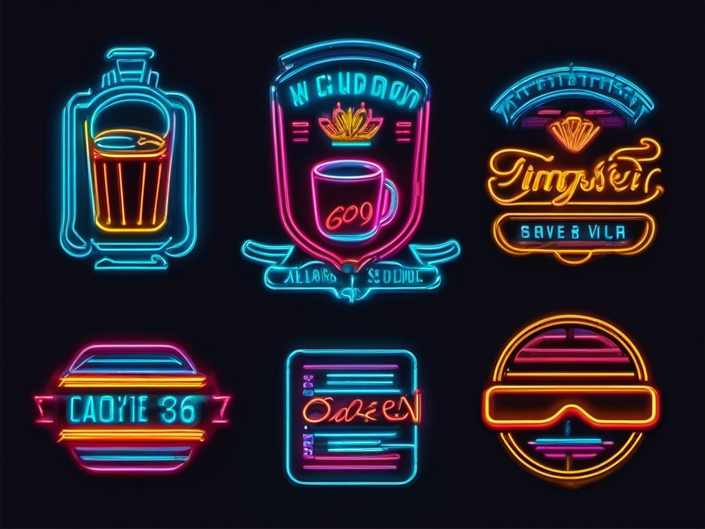 Retro Neon Signs , vintage t shirt vector art