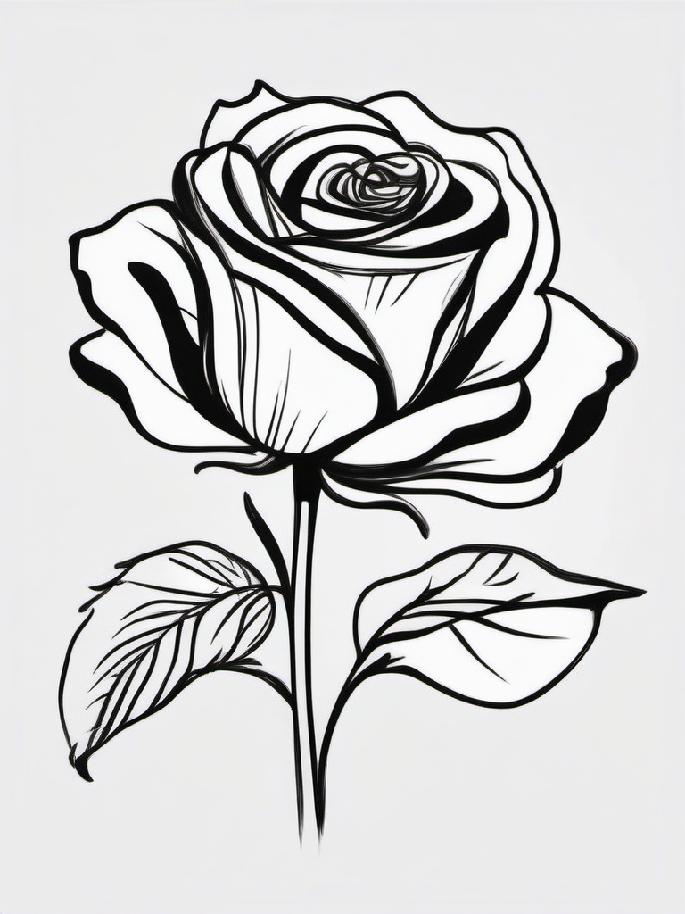 simple drawing of rose flower  minimal rough sketch scribbles,doodles,black and white