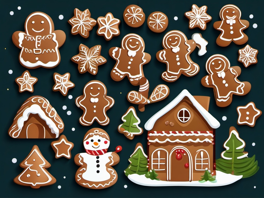 Clipart Gingerbread,Designing a cozy winter recipe book with clipart gingerbread  simple, 2d flat