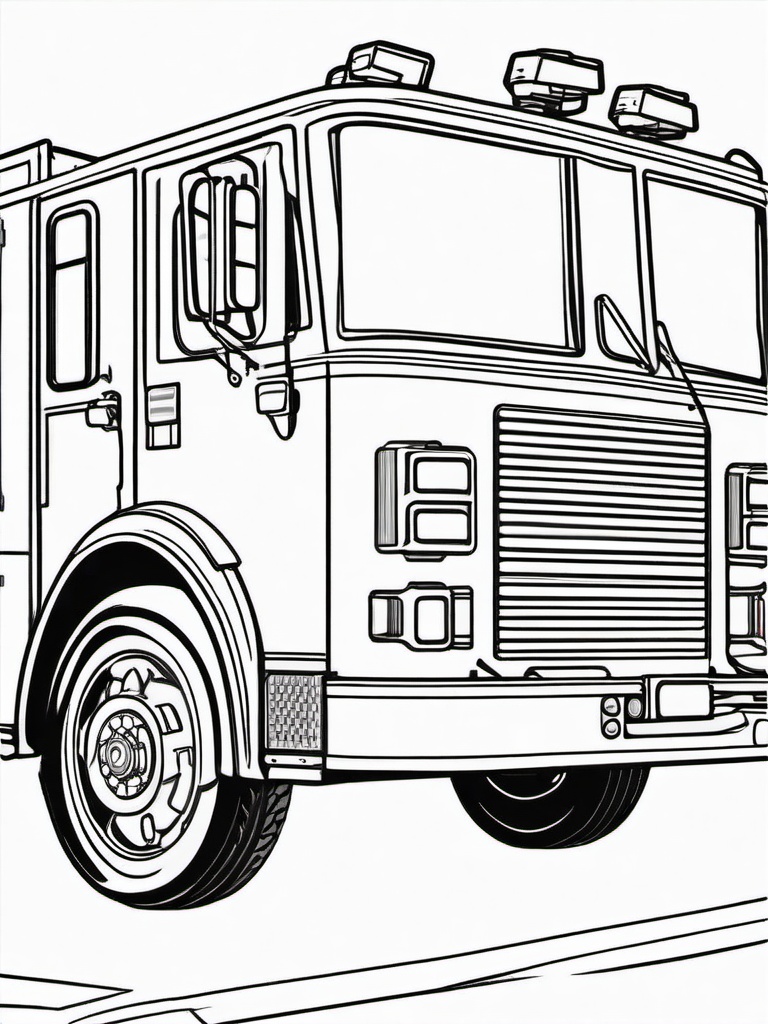 Fire Truck Coloring Pages - Brave Vehicle for Emergency Services  minimal black outline printable sheet, coloring page