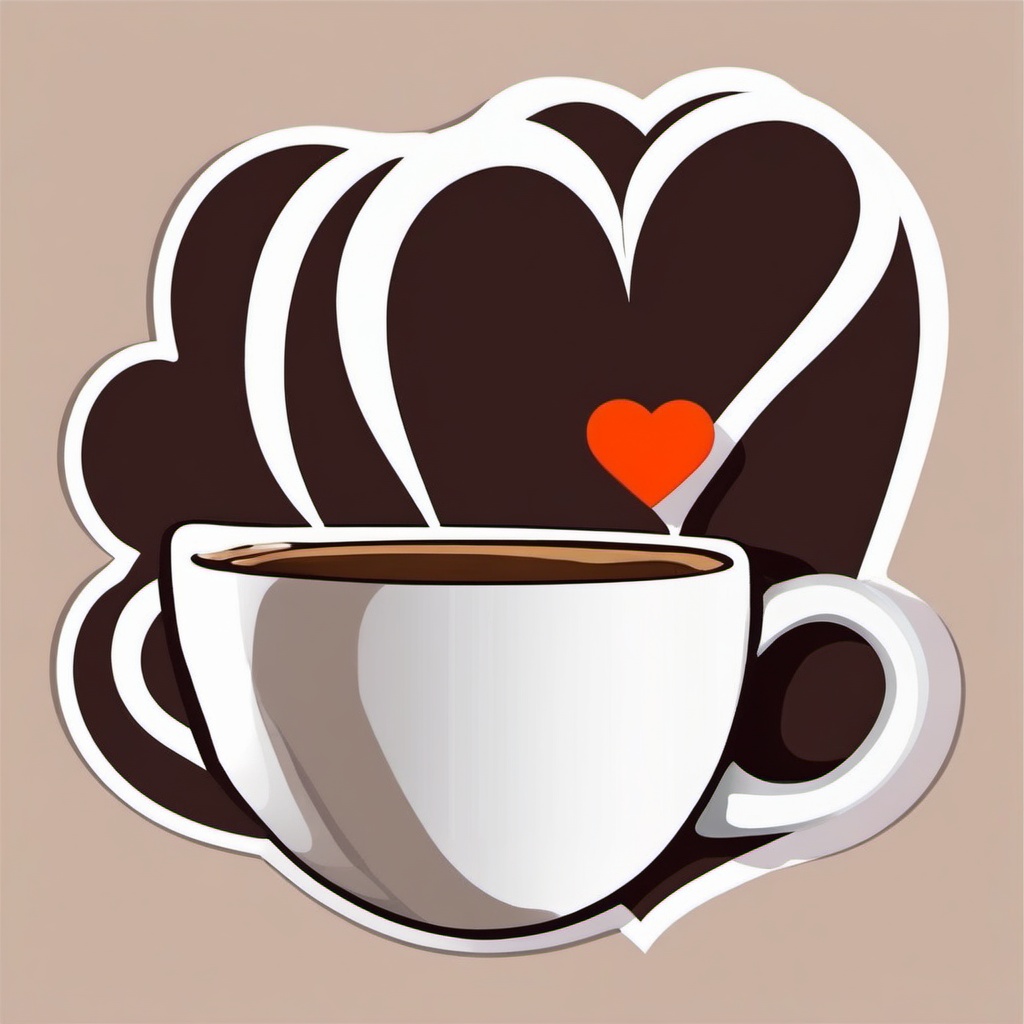 Coffee Cup with Heart Sticker - Coffee cup with a heart-shaped design, ,vector color sticker art,minimal