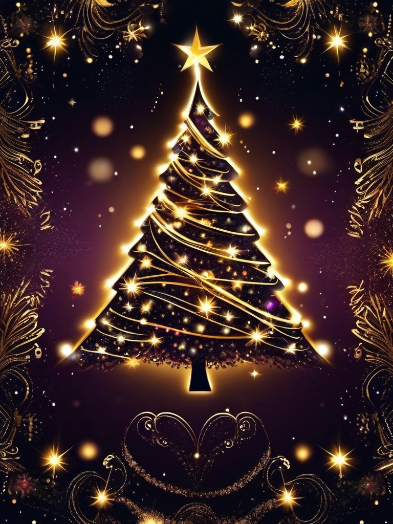 Christmas Tree Background - Twinkling Christmas Tree Delight, Festive Magic  intricate patterns, splash art, wallpaper art