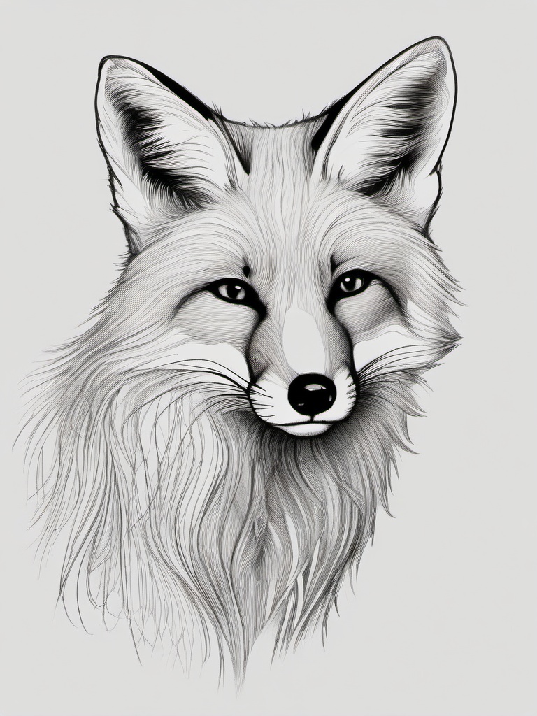 sketch of a fox  minimal rough sketch scribbles,doodles,black and white