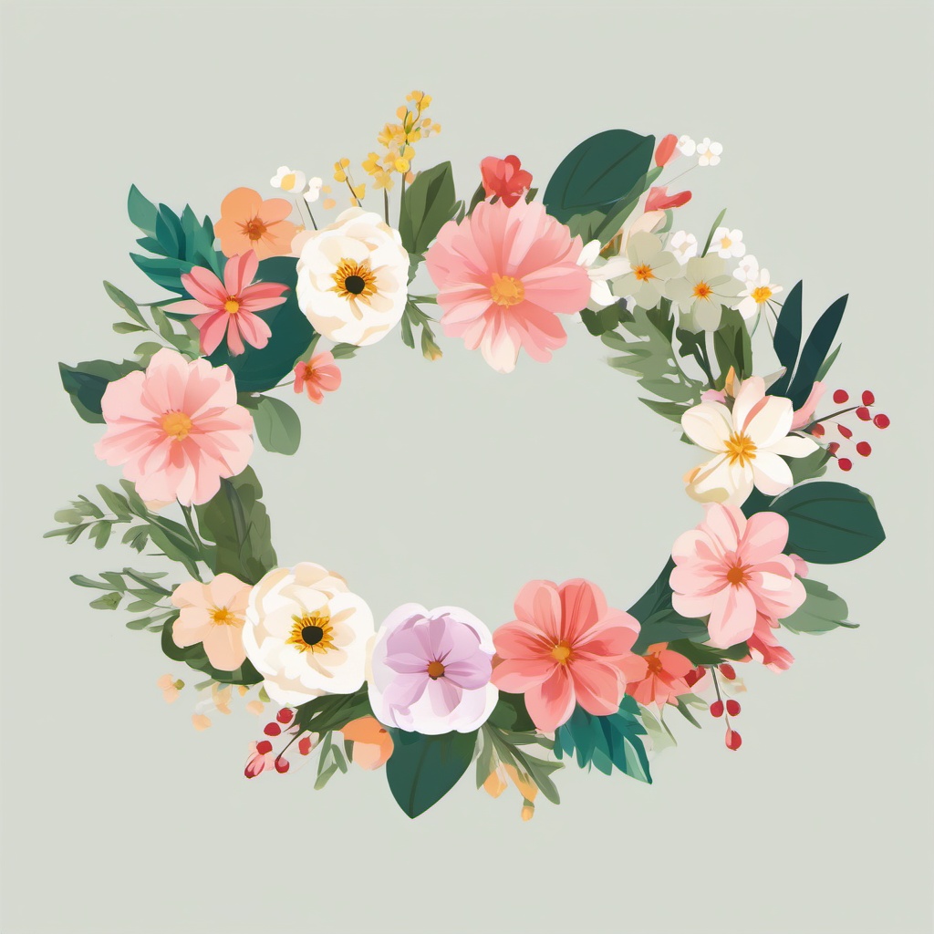 Flower Crown clipart - Wearing a crown of spring flowers, ,vector color clipart,minimal