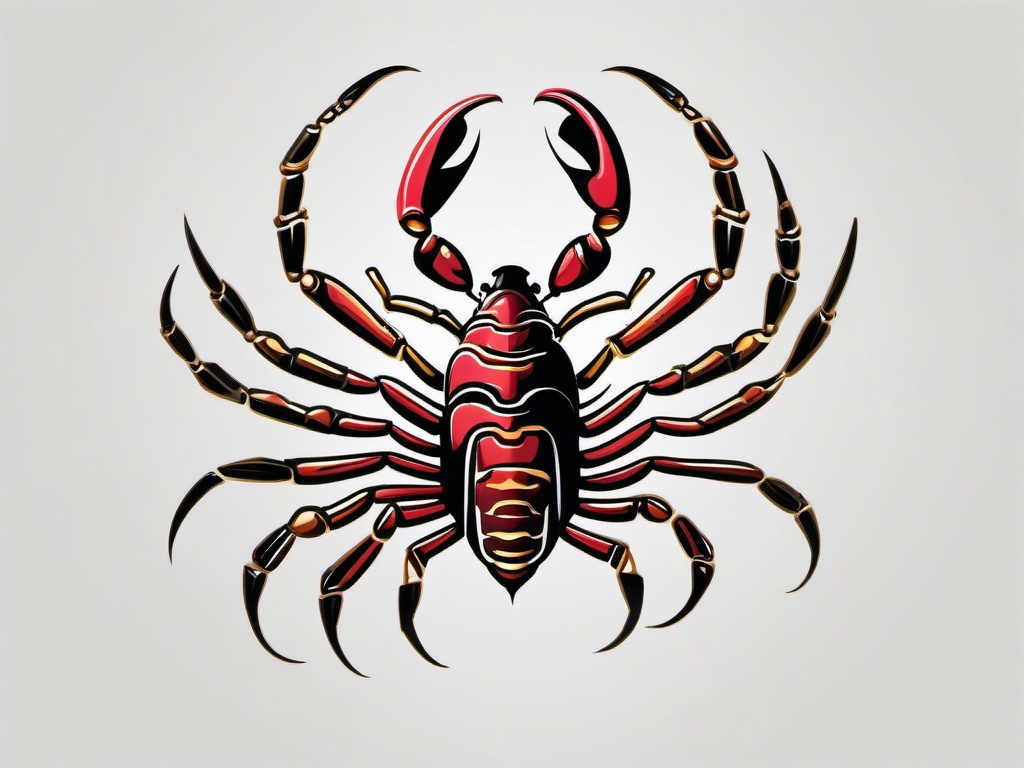 Scorpion Tattoo Traditional - Pay homage to traditional tattoo aesthetics with a classic scorpion design for timeless appeal.  simple vector color tattoo,minimal,white background