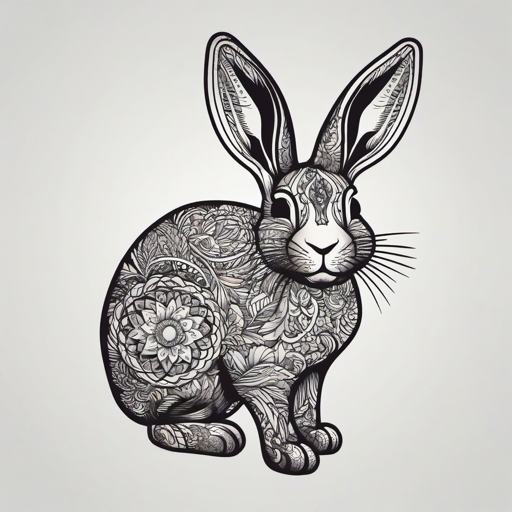 stuffed rabbit tattoo  minimalist color tattoo, vector