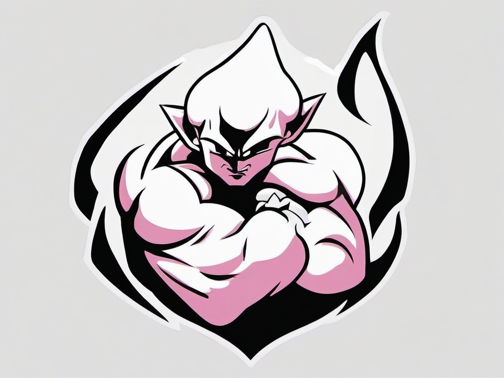 Majin Buu Tattoo - Tattoos inspired by or featuring the character Majin Buu from Dragon Ball.  simple color tattoo,minimalist,white background