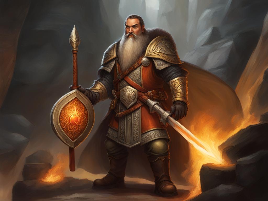 dwarven smithmaster of fireforge hold - illustrate the dwarven smithmaster of fireforge hold, crafting legendary weapons in the heart of the mountain. 