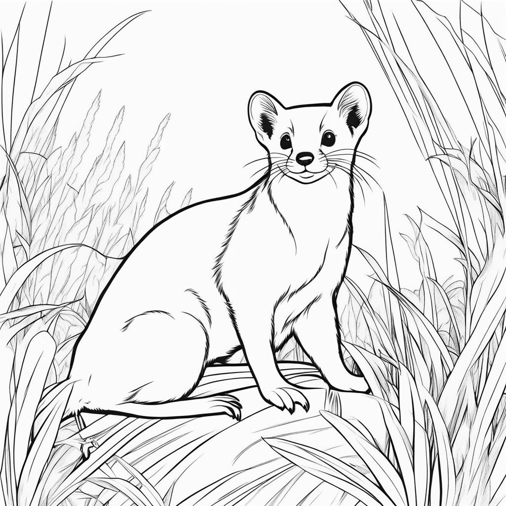 stoats cute animals coloring page 