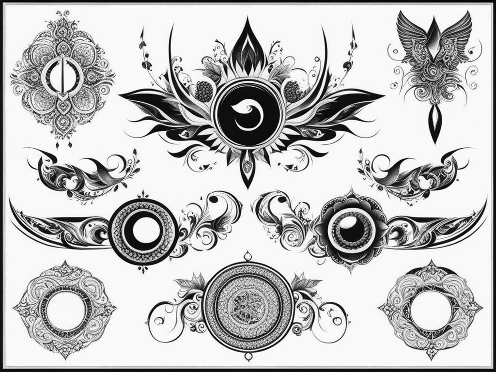 stomach tattoos black and white design 