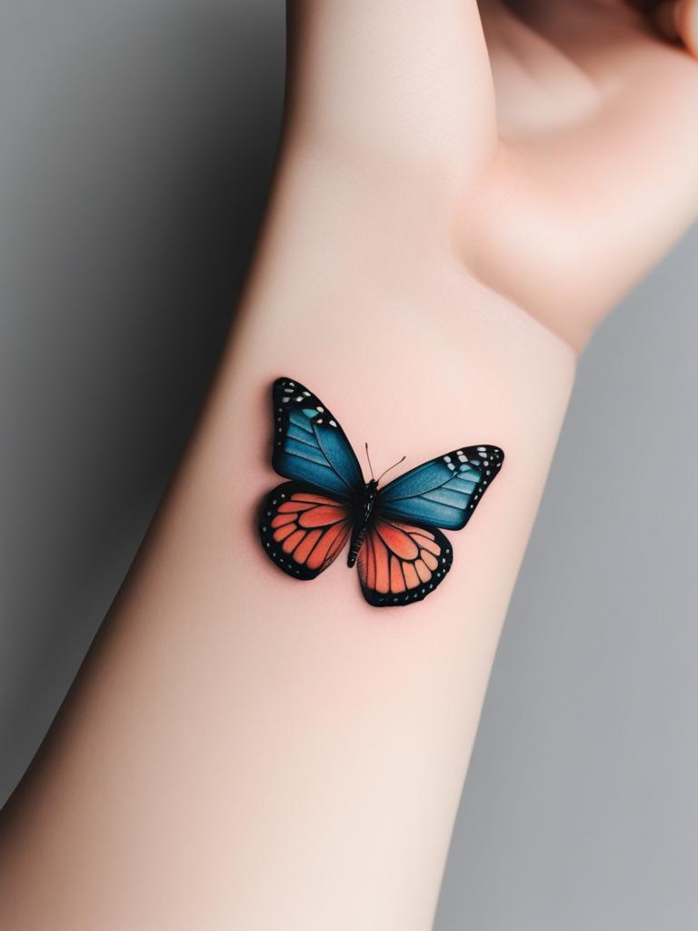 small butterfly tattoo minimalist color design 