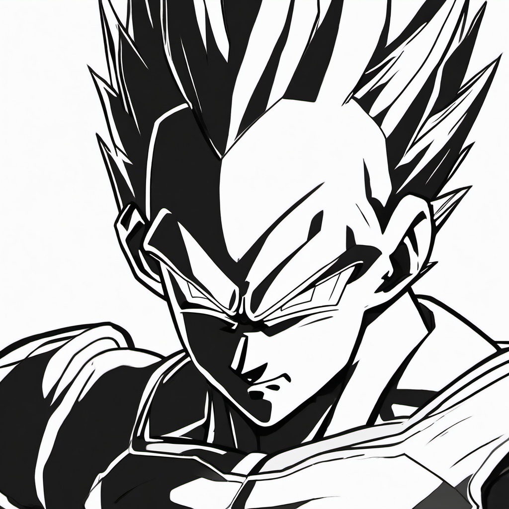 drawing of Vegeta anime  minimal rough sketch scribbles,doodles,black and white