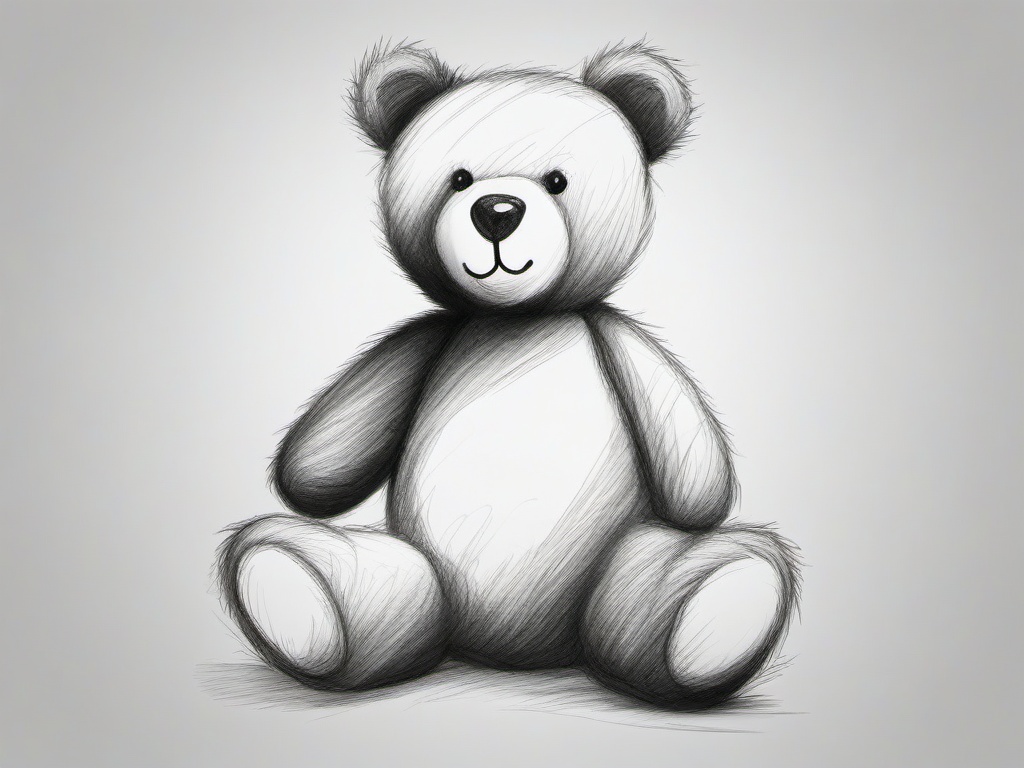 pencil sketch of teddy bear  minimal rough sketch scribbles,doodles,black and white