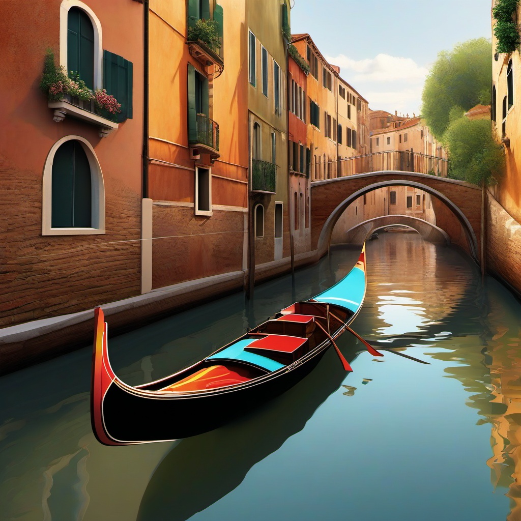 Boat clipart - gondola gliding through a canal  