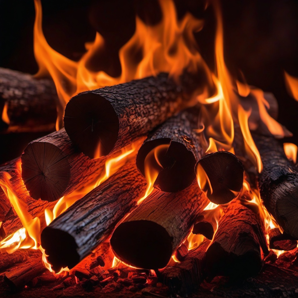 Fire Wallpaper - Burning logs with glowing embers  background wallpaper