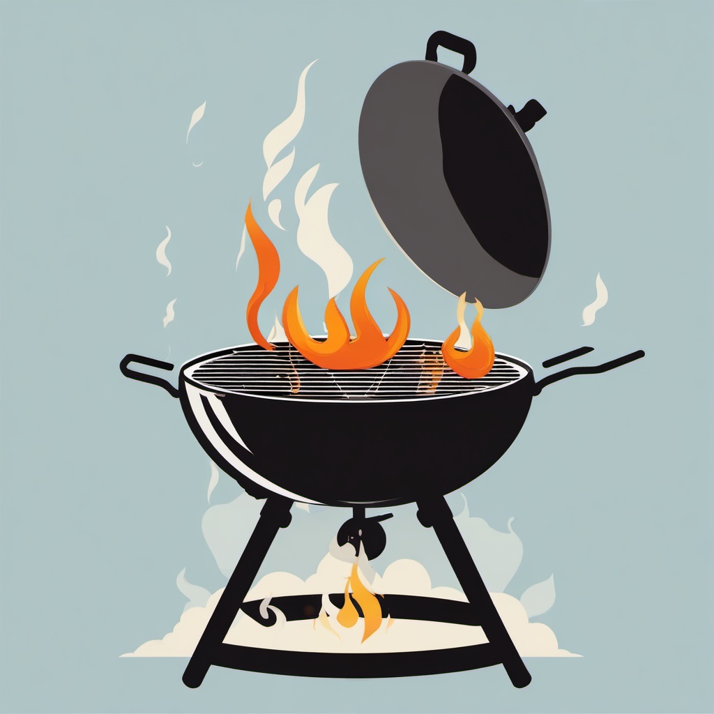 Cooking clipart - grilling on a barbecue  vector clipart