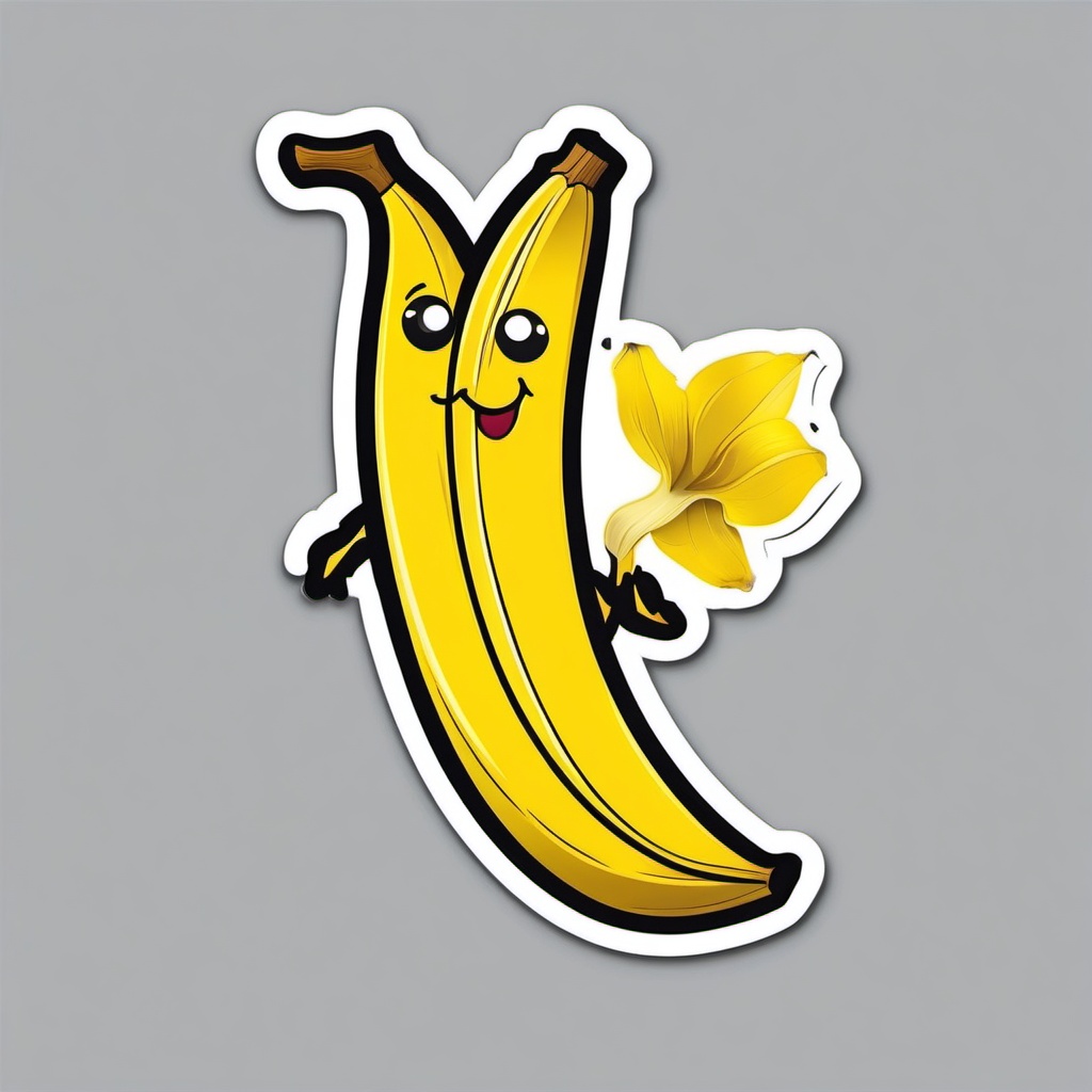 Banana Peel Sticker - Comical banana peel, ,vector color sticker art,minimal