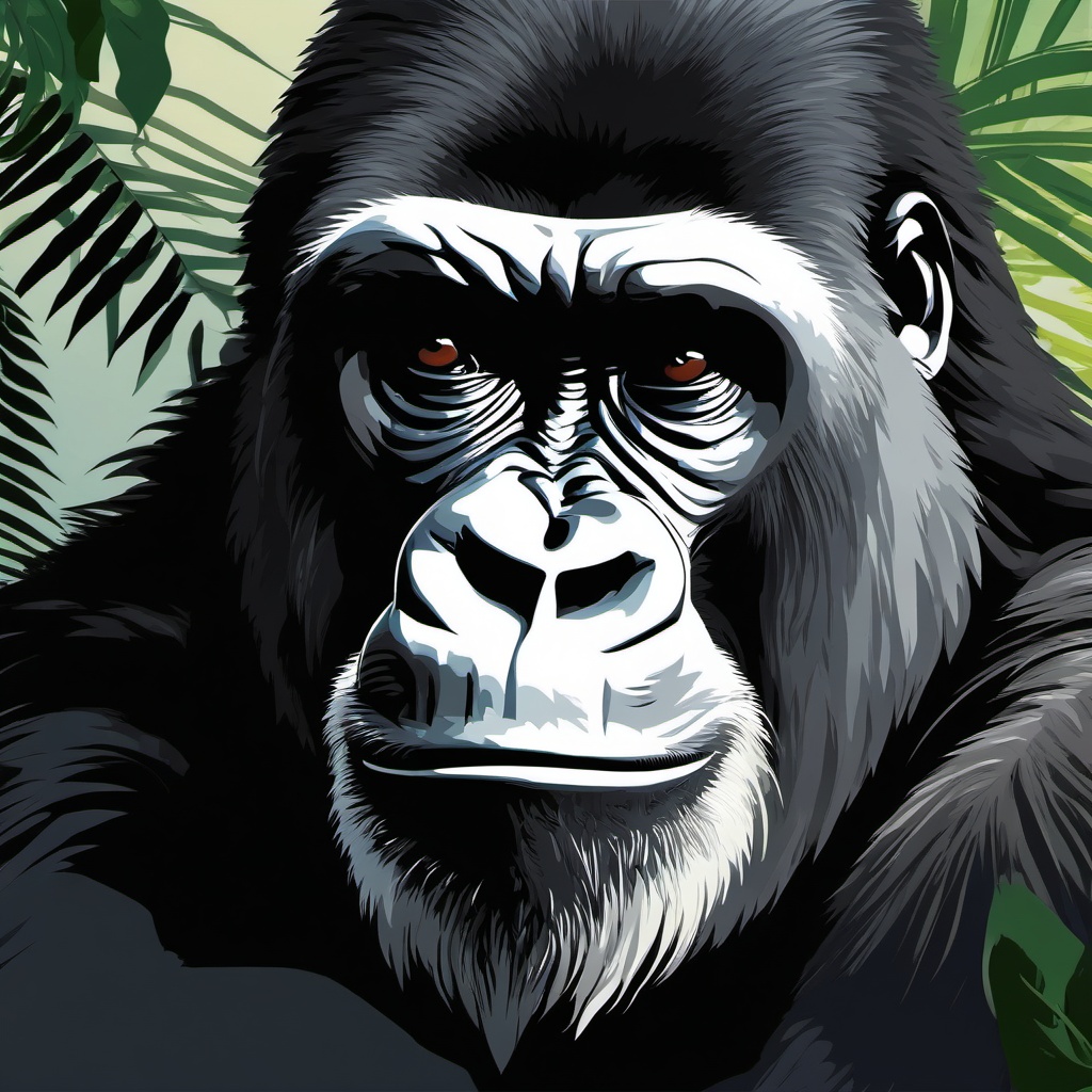 Gorilla clipart - Strong and intelligent primate in the jungle, ,vector color clipart,minimal