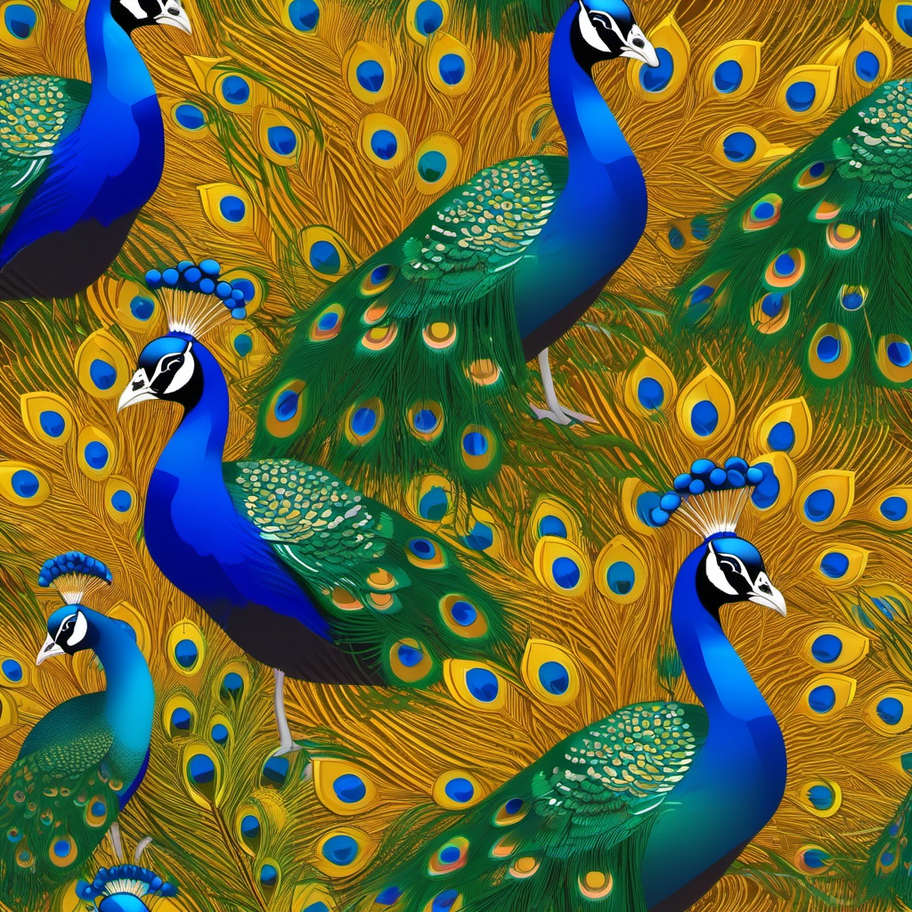 Peacock Clipart - Peacock displaying its vibrant feathers , minimal, 2d