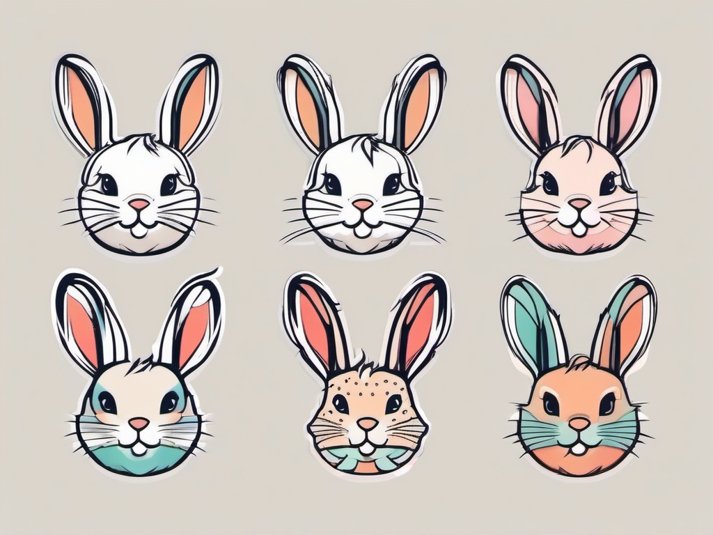 cute bunny tattoo  minimalist color tattoo, vector