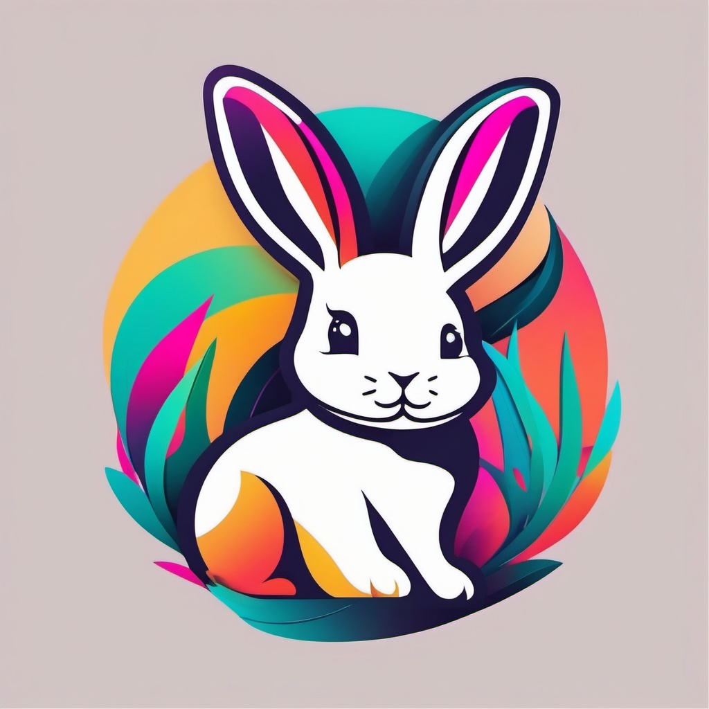 vector cute rabbit logo vibrant color design minimalist