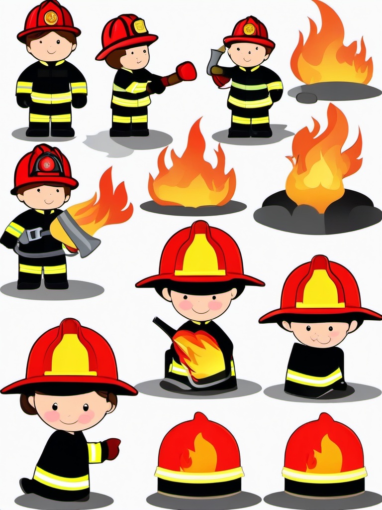 Fire Fighter clipart - firefighting training exercises  vector clipart