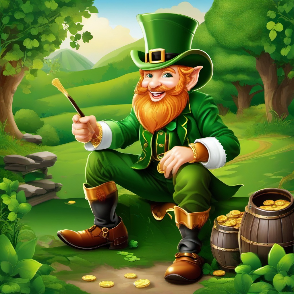 Leprechaun clipart - leprechaun in a traditional Irish setting  