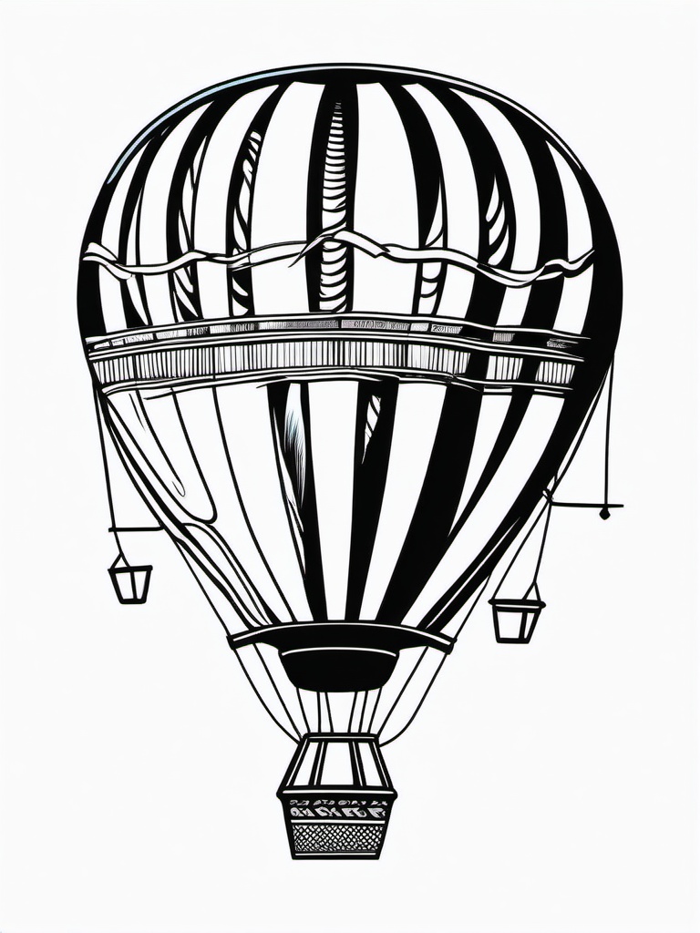 Hot air balloon floating in a clear blue sky  simple coloring pages