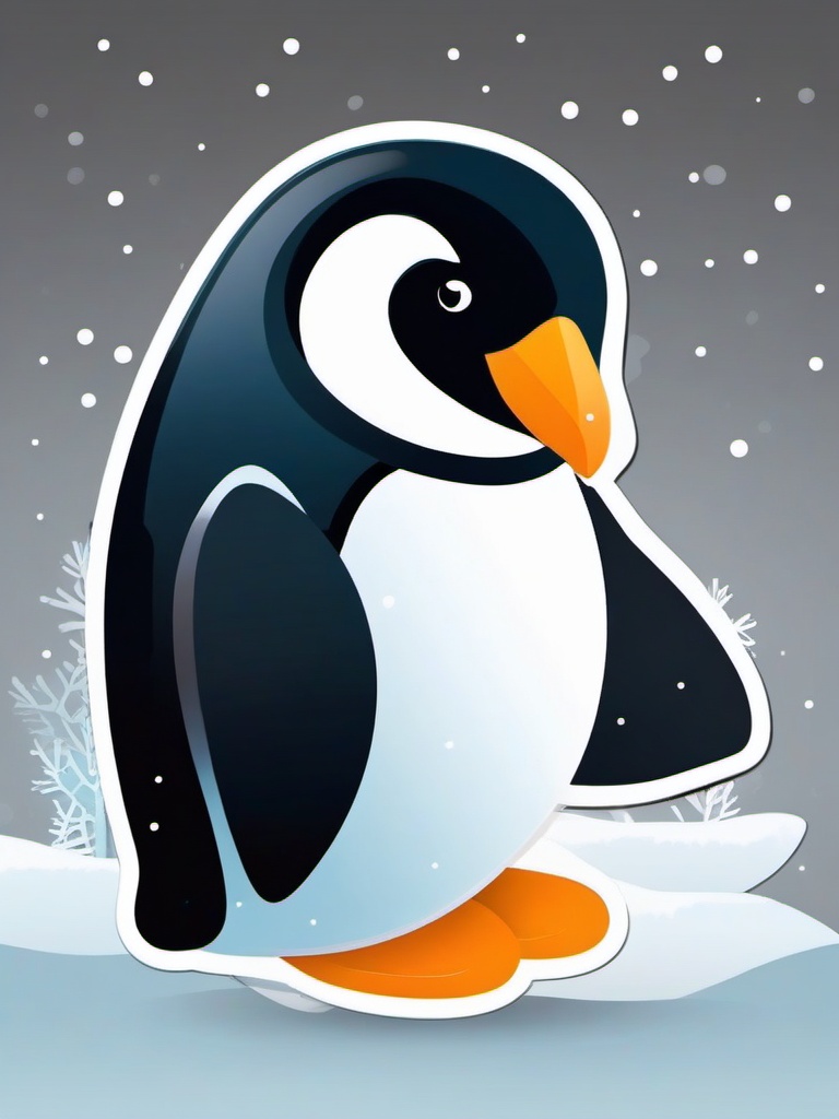 Snowy penguin sticker- Cold and adorable, , sticker vector art, minimalist design