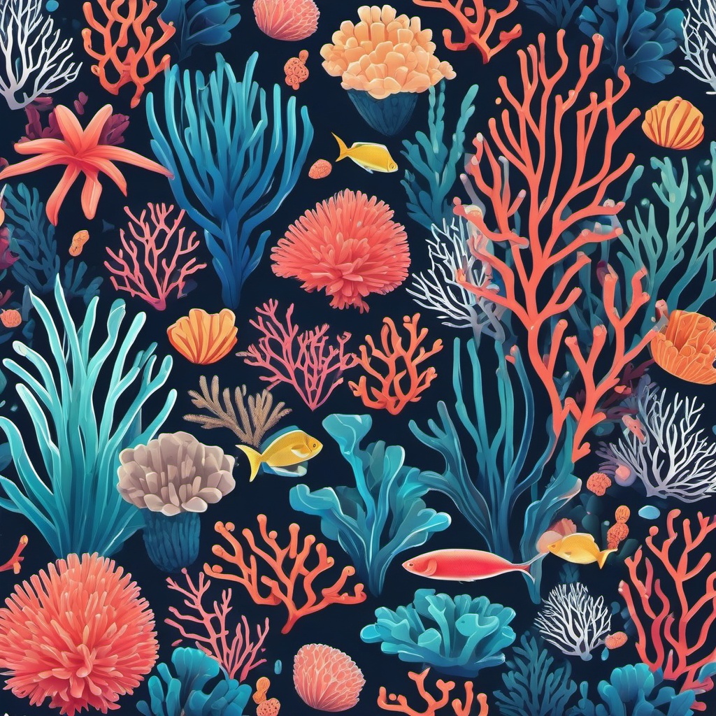 Coral Garden Sticker - A vibrant coral garden with diverse coral species, ,vector color sticker art,minimal