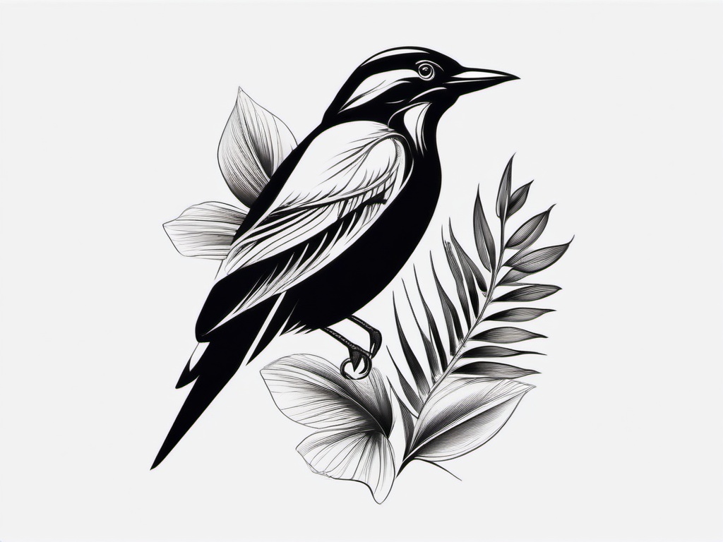 Bird Paradise Tattoo - Paradise-themed bird tattoo  minimalist tattoo design, white background