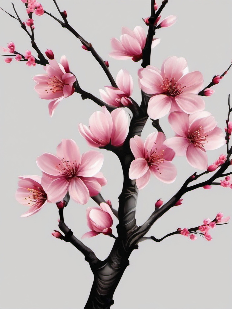 realistic cherry blossom tree tattoo  simple vector color tattoo