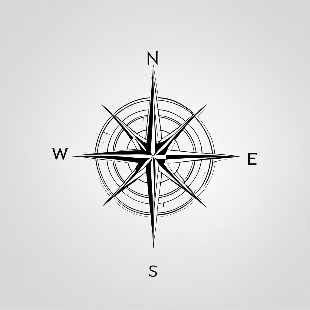 Minimal Compass Tattoo - Minimalistic representation of a compass tattoo.  simple vector tattoo,minimalist,white background